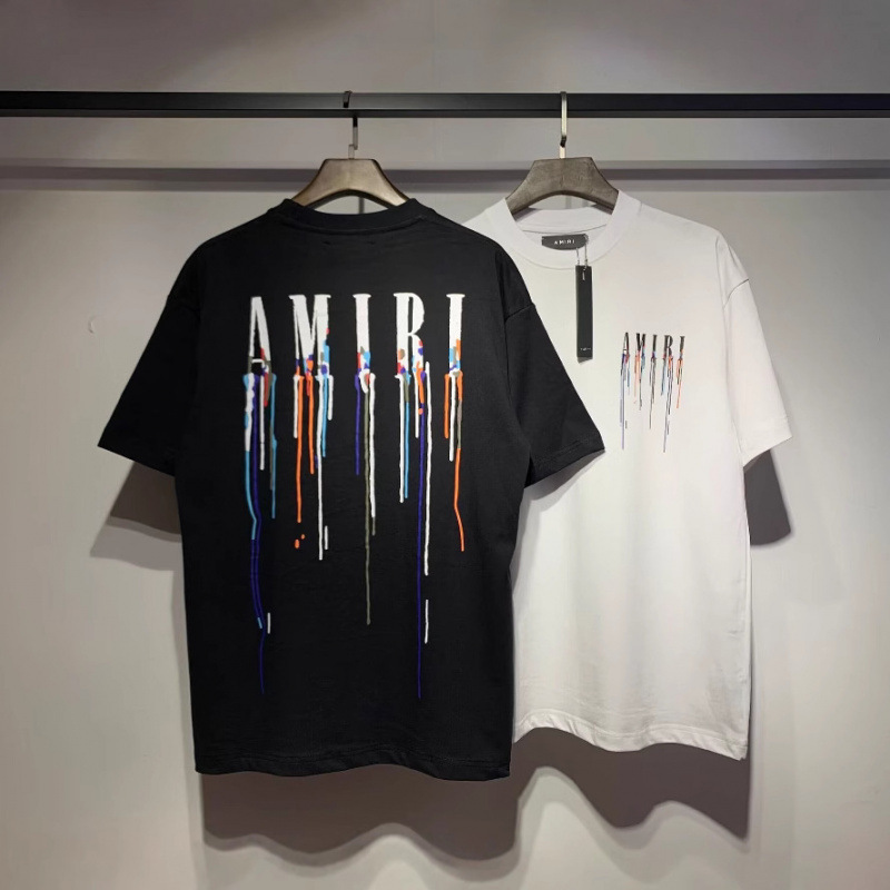 Cross-Border Foreign Trade High-Quality 260g Ami High Street Fashion Brand Colorful Letter-Print Short-Sleeve Unisex Casual Loose T-Shirt