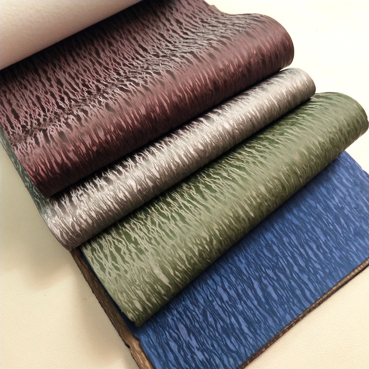 丝滑绒感面料箱包手袋革柔软顺滑磨砂革PU皮革面料条纹雨丝纹