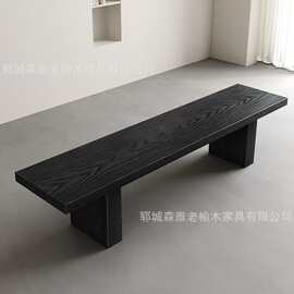 家用休息凳现代简约入户换鞋凳休闲创意长板凳实木餐凳榆木凳子