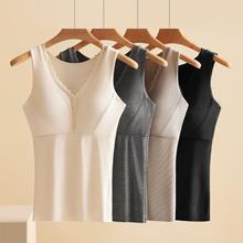 羊绒保暖背心女秋冬新款内衣女可外穿打底一体式固定罩杯加绒磨毛