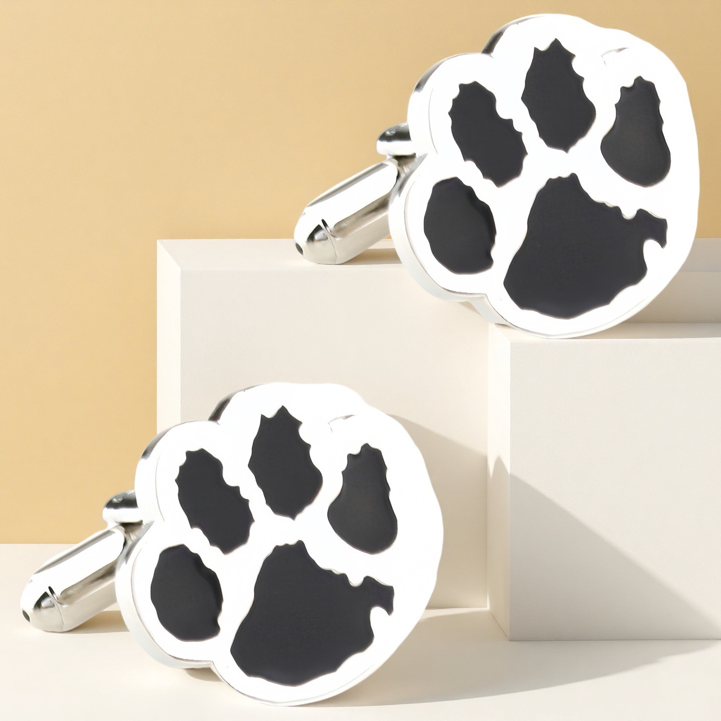 Fashion multi-color optional cool bear paw fun style cufflinks French cufflinks shirt cuff studs black