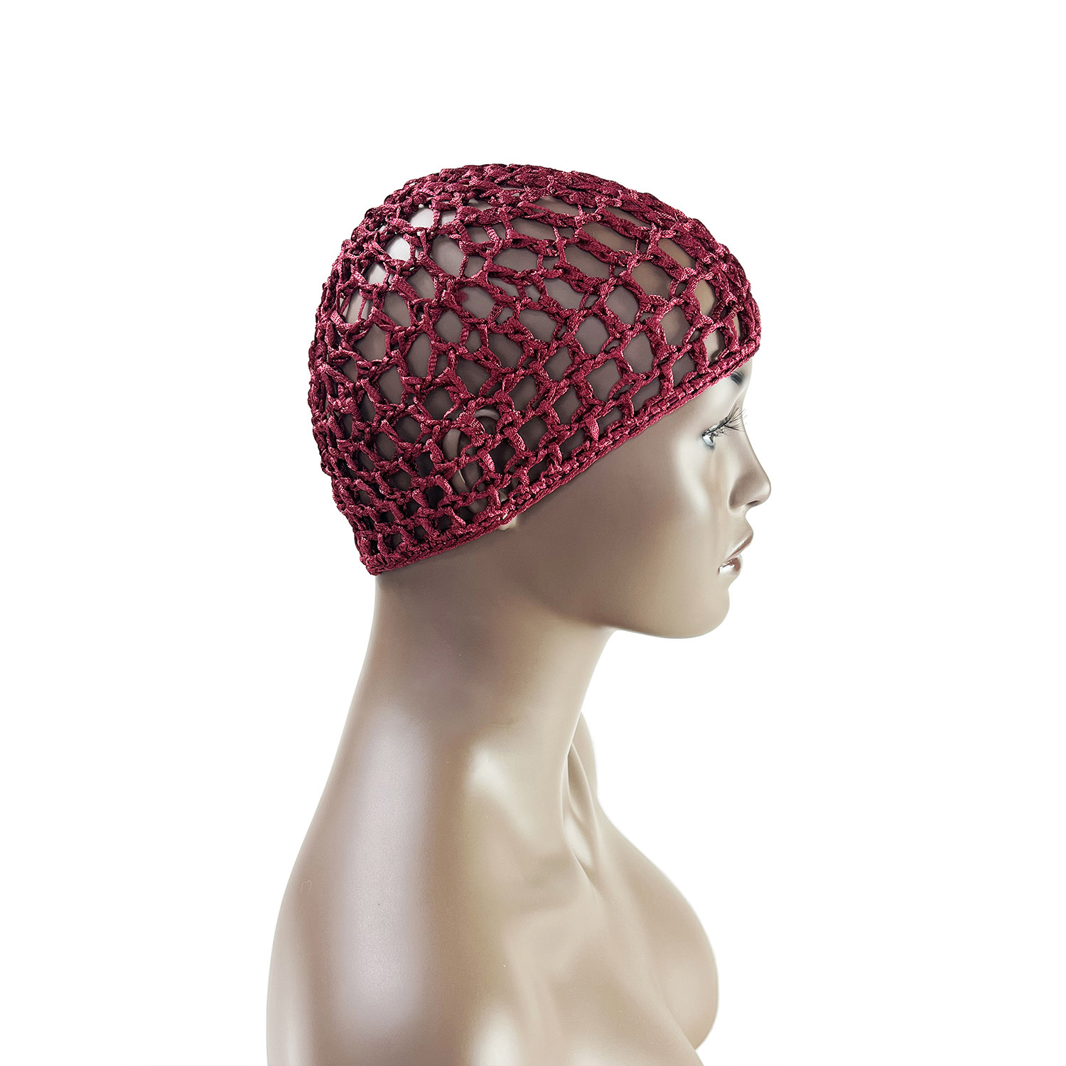 Hand woven sleeping cap wig net bag solid color fashion knitted wool hat hollow confinement cap_voghion.com