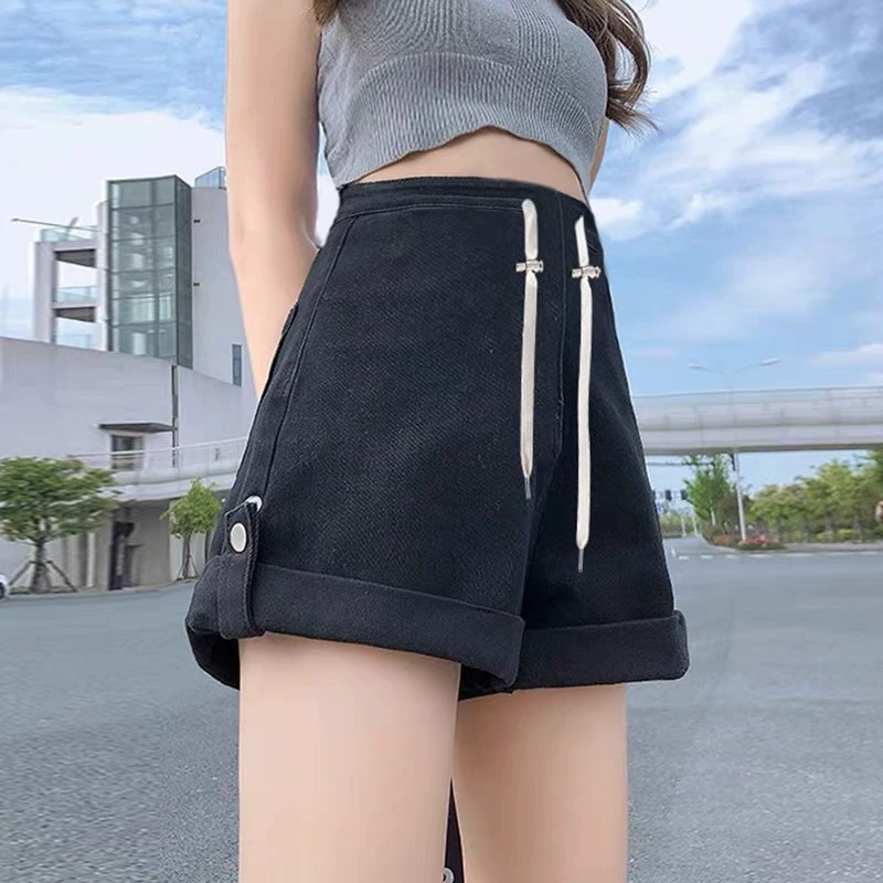 В наличии три цвета ~ Джинсовые шорты с завязками для беременных, летняя верхняя одежда, свободные тонкие широкие брюки