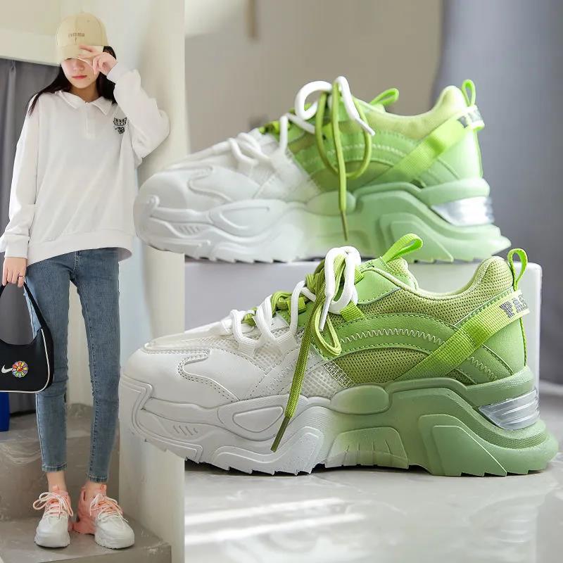 2026 Spring New Korean Style Dad Shoes for Women, Thick-Soled Sports Running Height-Increasing Casual Shoes for Female Students K810