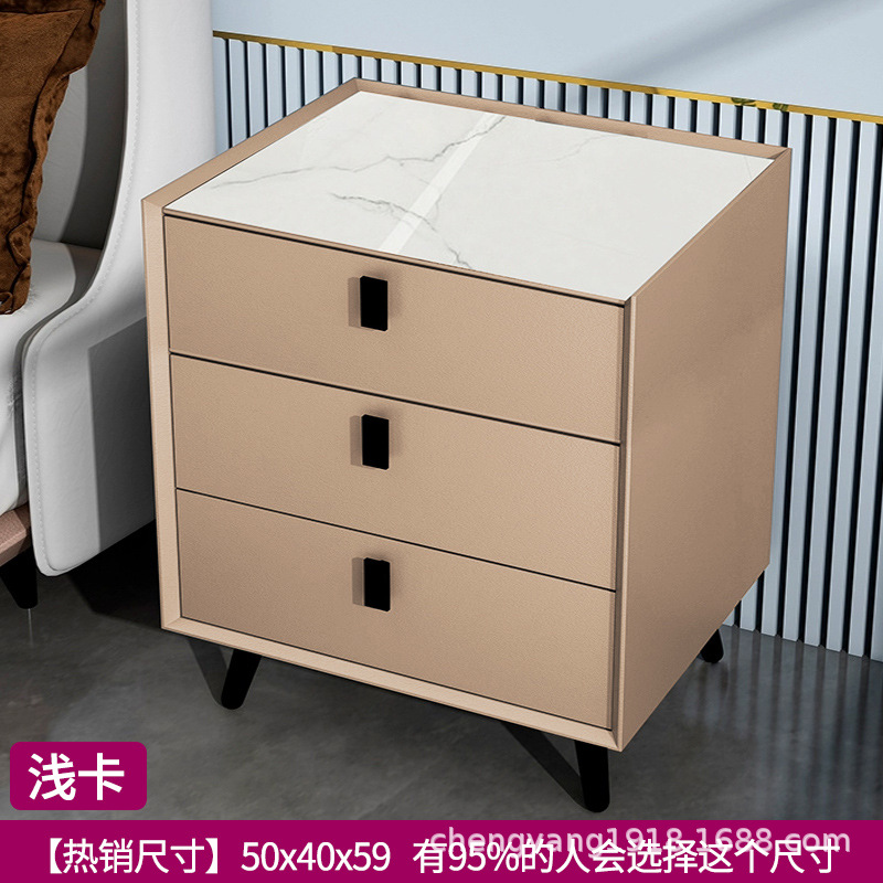 Mesita de noche madera maciza Placa de roca simple moderno Internet celebridad dormitorio mesita de noche protección del medio ambiente todo partido gabinete de almacenamiento mesita de noche