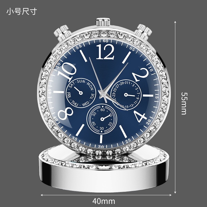 실버 다이아몬드 장식 미니 시계 합금 장식품 (선물 포장)