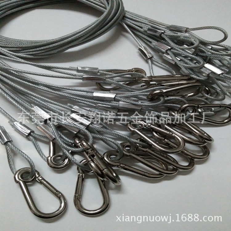 供应吊灯安全绳 工程保险绳 压铝套钢丝绳加工 钢丝绳压连接端子