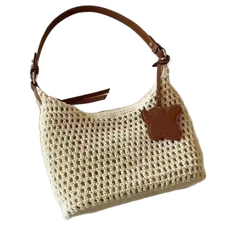 Casual Moment Tote Underarm Bag Women's 2025 Summer Commuting Lazy Style Beach Woven Bag Shoulder Crossbody Bag