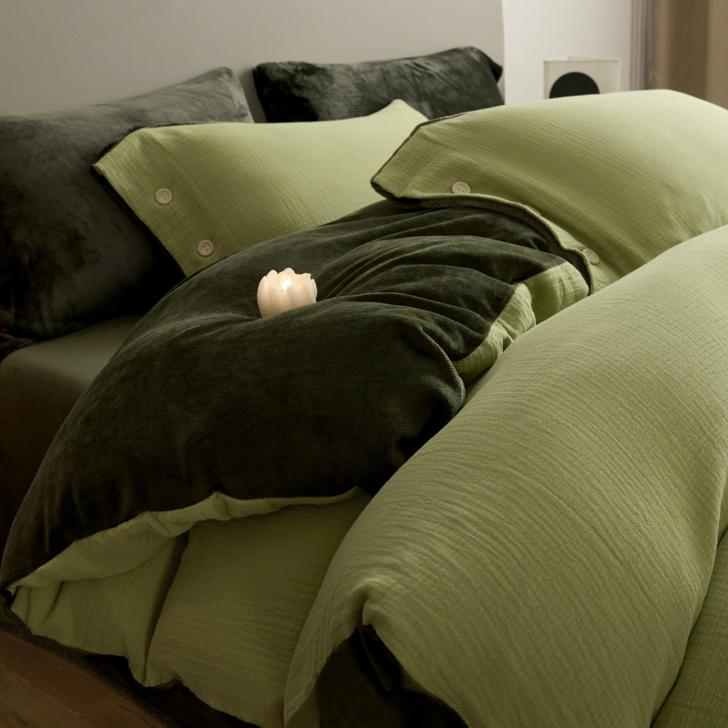 Doble hilo de leche de lana de cuatro piezas de otoño y invierno engrosado cálido edredón de coral cubierta sábanas de cama de algodón de lana de cama