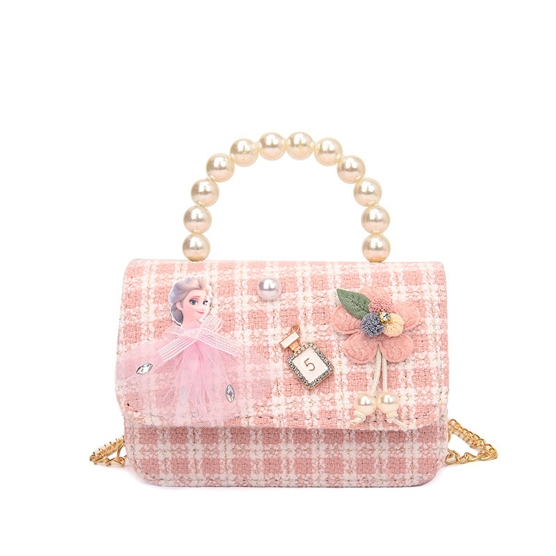 2025 nuevos niños de dibujos animados portátiles inclinados para proteger pequeños vientos de princesa de dibujos animados inclinados bolsos de perlas