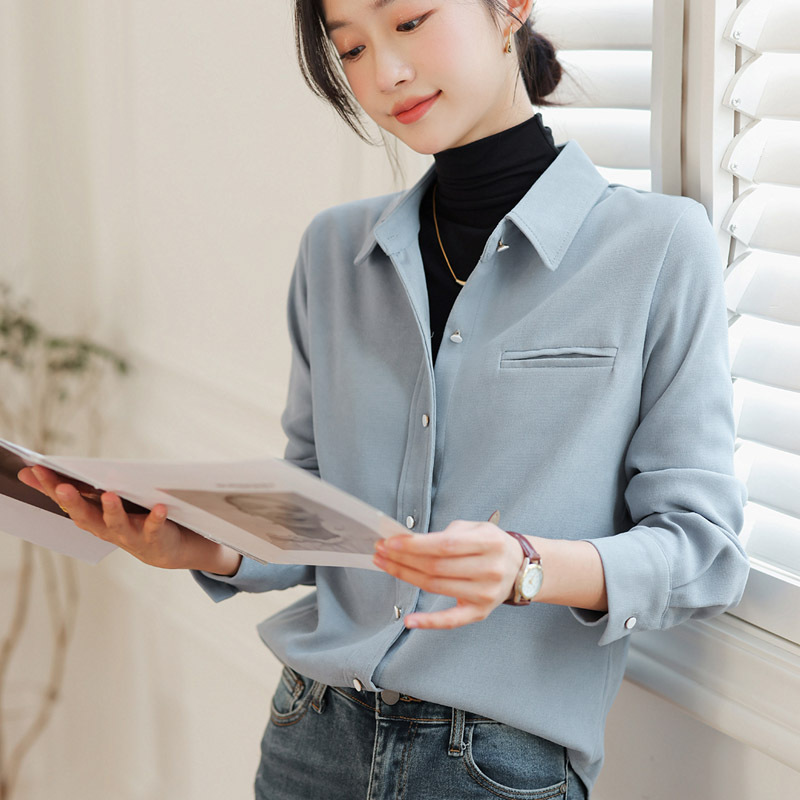 哥家商场同款女装2025秋季宽松外搭长袖磨毛衬衫小众衬衣上衣|undefined