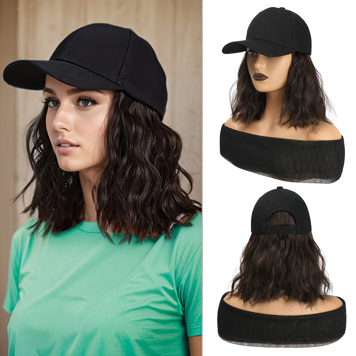 Sombrero peluca en una mujer moda peluca curva corta bobobo cabeza curva corta peluca transfronteriza al por mayor