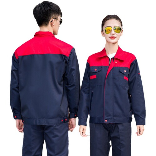 Factory-made polyester-cotton workwear set for men: durable, long-sleeve welding suits ideal for auto repair and renovation projects—built to withstand heavy use and provide excellent labor protection.
