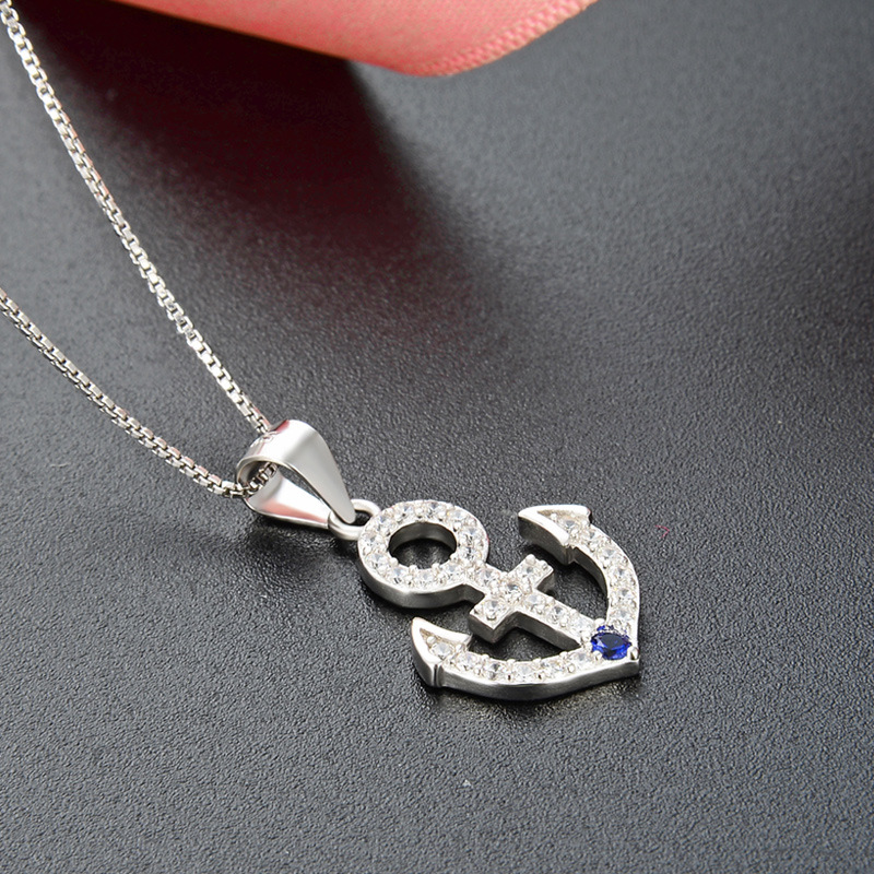 Diseño creativo simple accesorios clavícula cadena estilo japonés y coreano s925 plata ZIRCON moda colgante collar simétrico para las mujeres