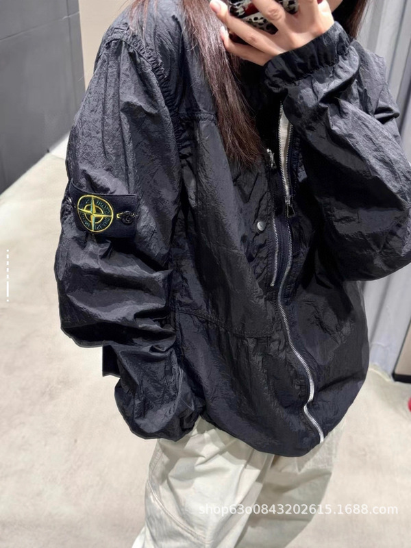 原厂品质STONE石头@SS25纯色徽标翻领单口袋拉链长袖夹克外套|undefined