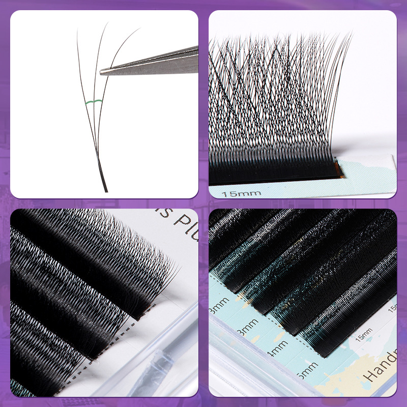 Pestañas 3D de trébol de boca pequeña personalizadas pestañas postizas pestañas injertadas pestañas suaves y gruesas no sueltas raíces trenzadas pestañas injertadas