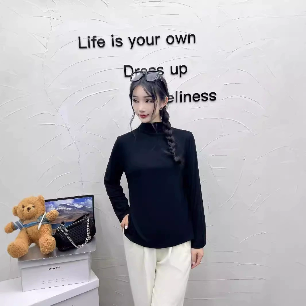 Многофункциональная элегантная футболка для беременных из модала с высокой эластичностью, средним воротником, для весны и осени, больших размеров.