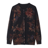 春秋新款羊毛针织衫数码印花不褪色毛衣长袖博开衫100%羊毛上衣，女装针织衫/毛衣，妃慕昵服饰