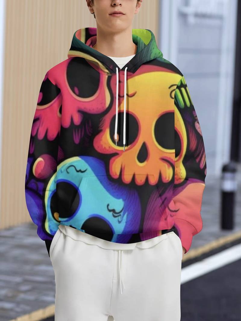 Sweat à capuche homme, pull imprimé numérique 3D, coupe ample, tendance et décontracté, veste chaude automne-hiver_voghion.com