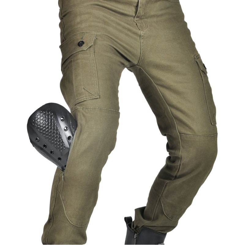 VOLERO woradium Gong motocicleta pantalones de montar los hombres retro casual motocicleta de cercanías tobillo-atado overoles pantalones anti-caída