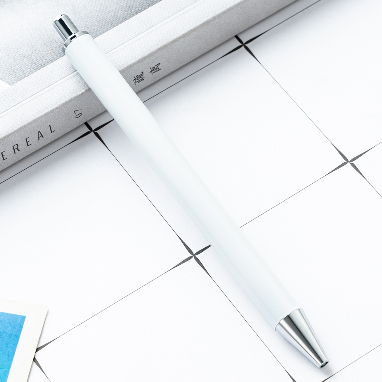 Bolígrafo de sublimación Presione el bolígrafo de metal Pegatinas de cristal Bolígrafo Presione el bolígrafo de góner Bolígrafo blanco en stock