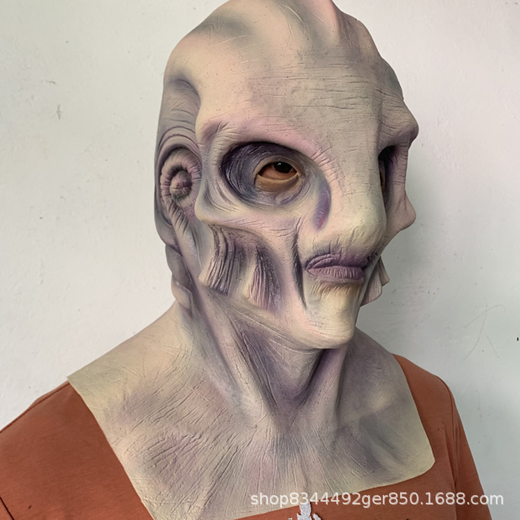 Transfronterizo nuevo cuerno monstruo máscara Halloween extraterrestre sombrero UFO máscara facial máscara de miedo