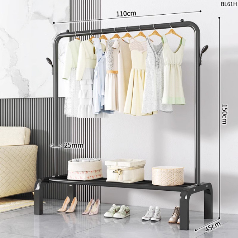 Dormitorio doméstico simple percha de ropa balcón percha de ropa varilla de secado de hierro forjado percha de secado de doble varilla piso vertical