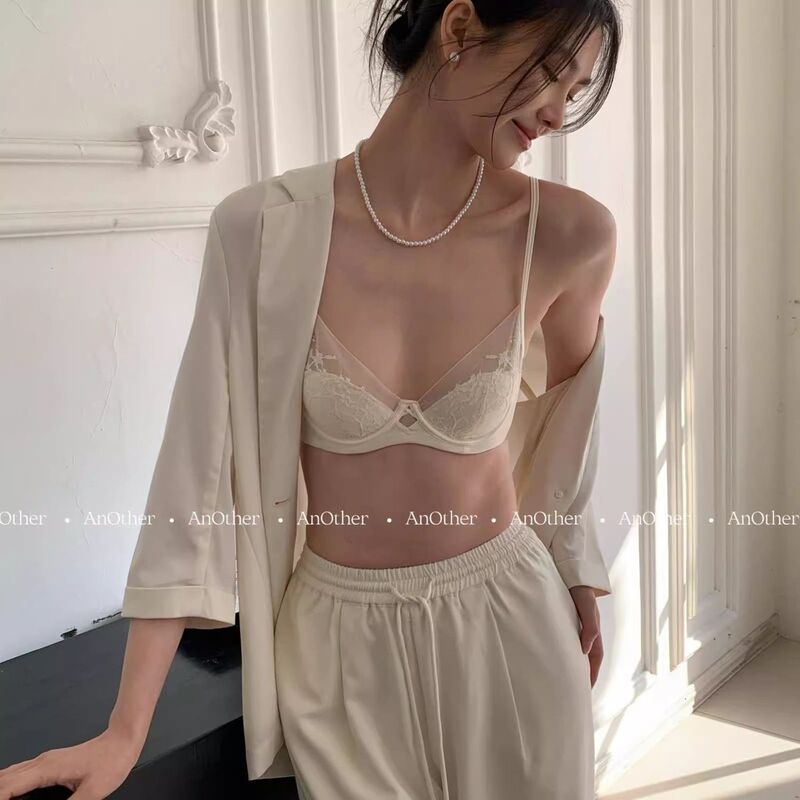 "Rose Spirit Mood" French Sexy Pure Lust Embroidered Mesh Lace Intimates for Women with Small Breasts and Large Push-Up Bra