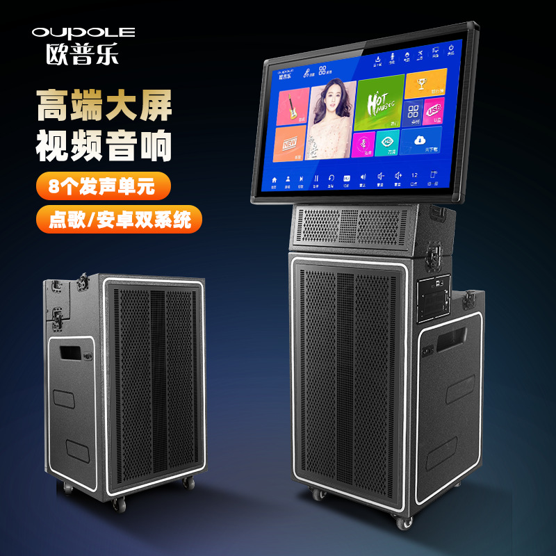 Opole-altavoz móvil de alta potencia para exteriores, karaoke con pantalla grande, audio para baile cuadrado, canto, todo en uno