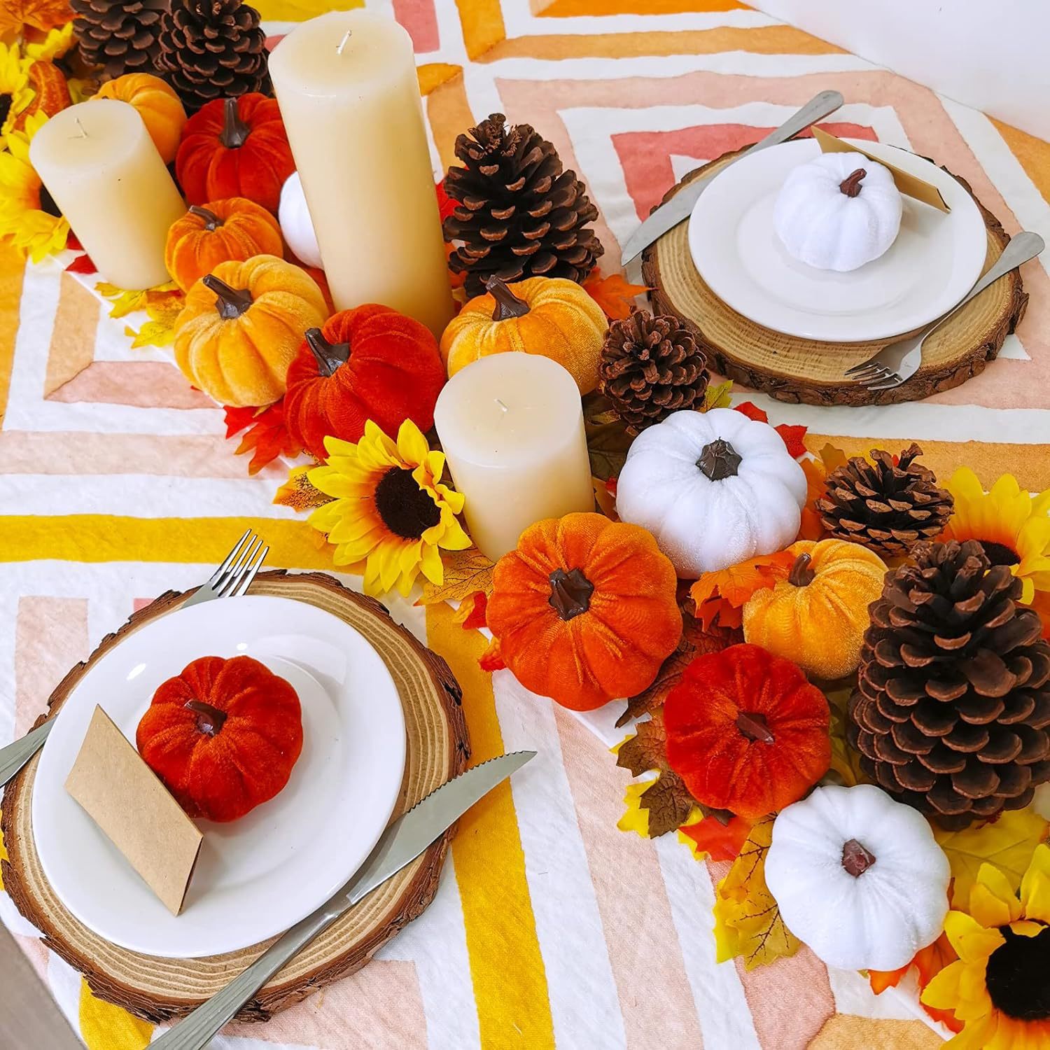 simuleret flannel græskardekoration Halloween Thanksgiving farvet klud græskarpakke festivaldekoration_voghion.com