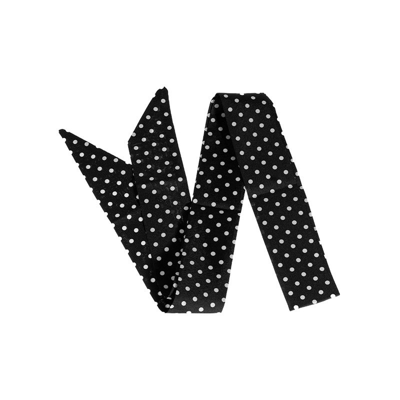 Pañuelo de seda largo para mujer bufanda de cuello delgado y estrecho versión coreana de la bolsa de lunares decorativa de todo fósforo con cinta para el cabello