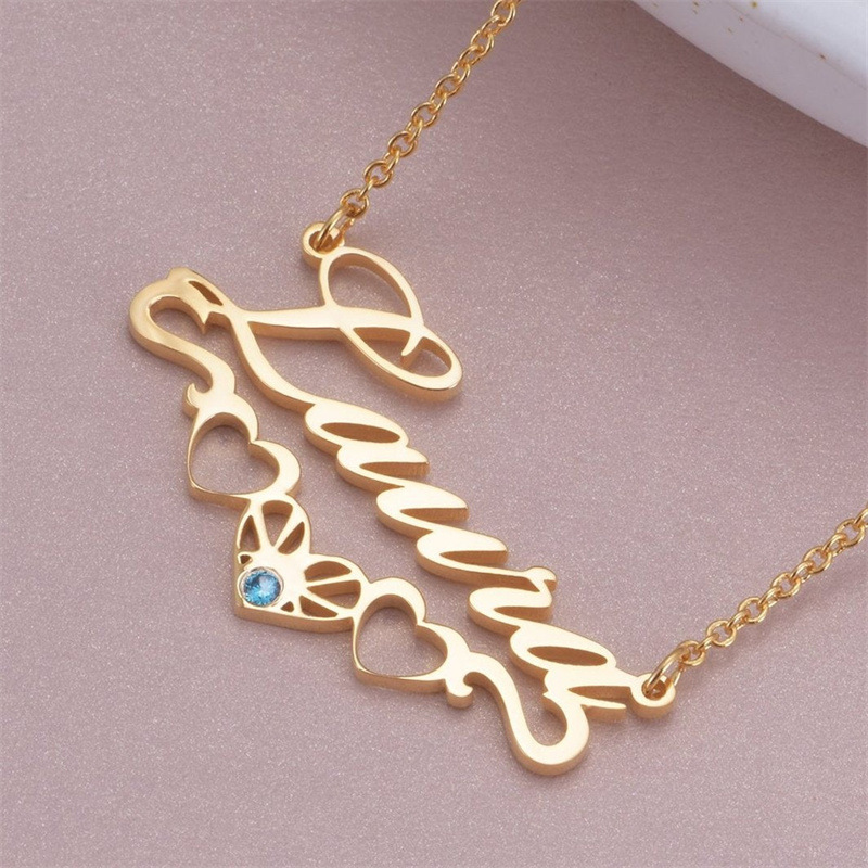 Fashion Letter Sterling Silver Copper Plating Inlay Artificial Gemstones Necklace