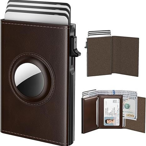 Cartera multi-tarjeta transfronteriza de gran capacidad, cartera de tarjetas de blindaje RFID, cartera de tarjetas ultra delgada, cartera de AirTag de tres plegados para hombres