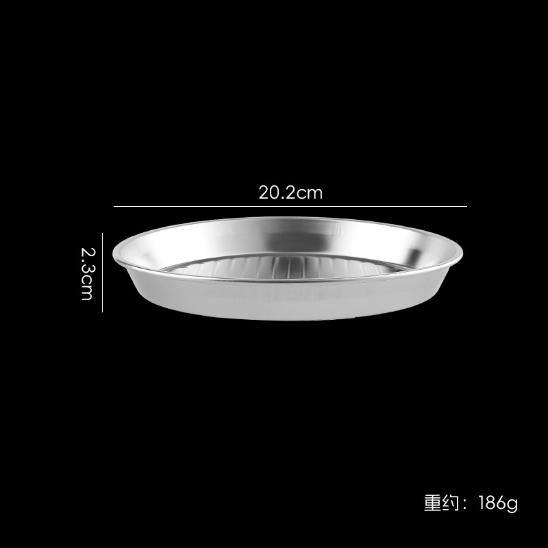 Plato de pizza de acero inoxidable plato de mariscos coreanos plato de asado redondo de doble oreja plato de bocadillos plato de pollo frito plato de patatas fritas bandeja doméstica