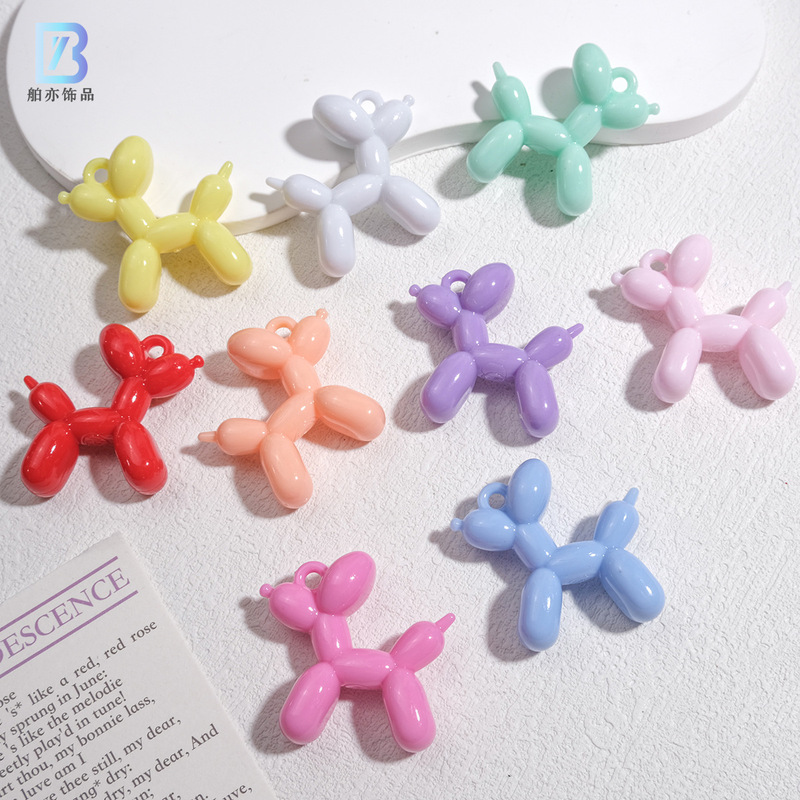 Cartoon Balloon Dog Hanging Hole Solid Color Transparent Pendant Puppy Acrylic Mobile Phone Chain Necklace DIY Jewelry Material Cartoon Balloon Dog Hanging Hole Solid Color Transparent Pendant Puppy Acrylic Mobile Phone Chain Necklace DIY Jewelry Material