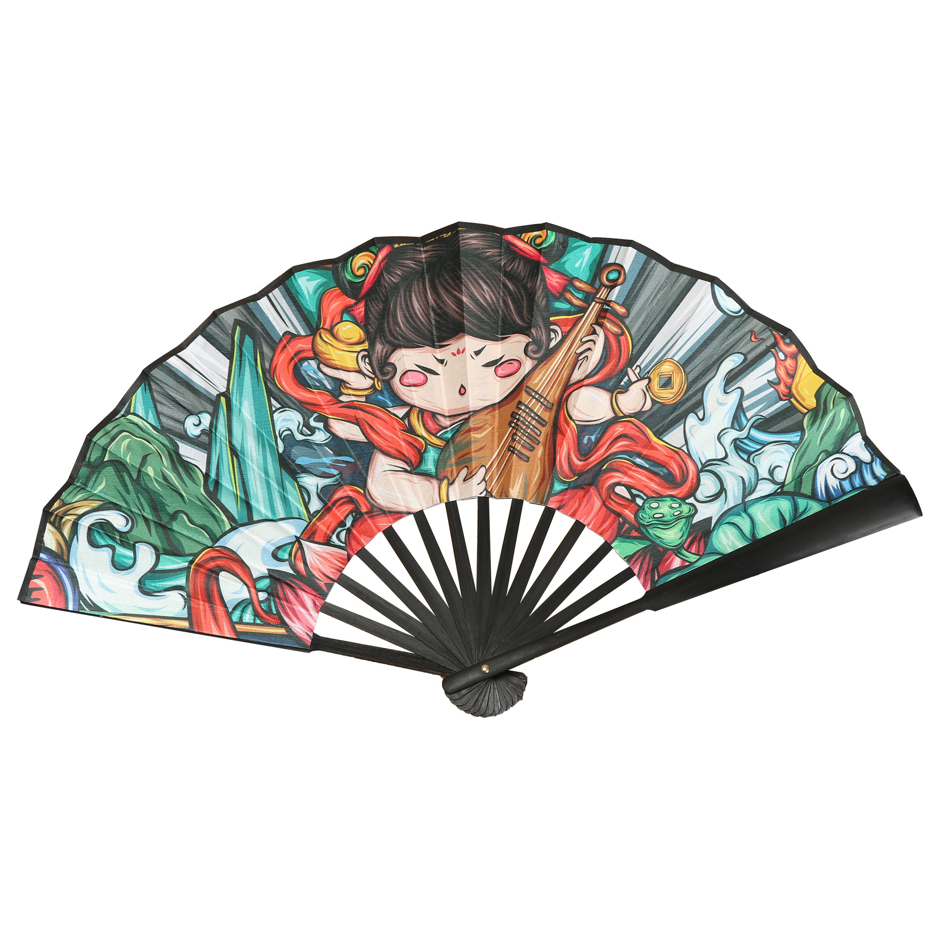 2023 nuevo paño de seda ventilador de bambú ventilador de dama de honor ventilador de regalo estilo nacional saludo ventilador de dibujos animados disco moda nacional ventilador plegable al por mayor