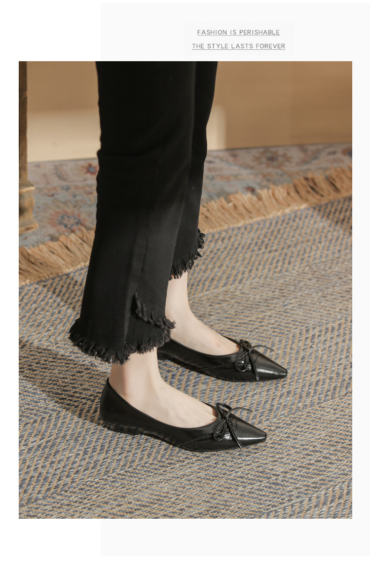 Giày cao gót nữ mũi nhọn gót wedge kiểu Pháp, gót thấp đa năng, miệng giày nông — màu đen chi tiết 14