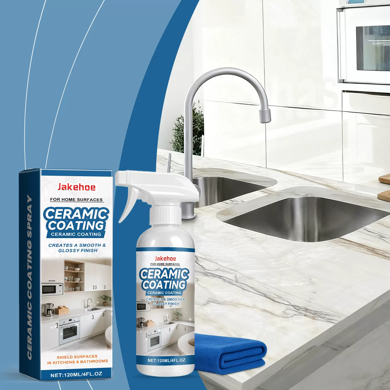 JAKEHOE 陶瓷涂层喷雾套装 厨卫地砖翻新洁净剂涂层保护提亮护理