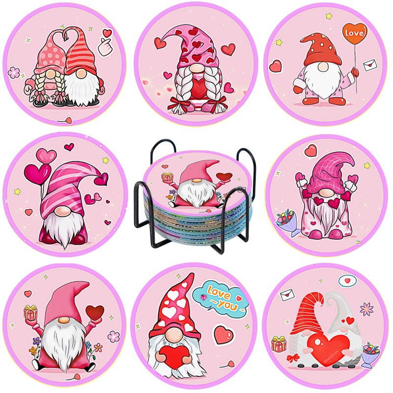 Posavasos de pintura de diamantes de diamantes de diamantes completos transfronterizos hechos a mano almohadilla de aislamiento térmico de diamantes de punto de acrílico redondo de bricolaje fondo de corcho antideslizante posavasos