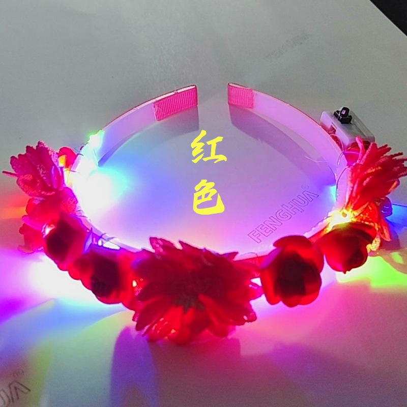 Nuevos niños luminosos, dulces y encantadores, diademas de flores de simulación transfronterizas europeas y americanas, venta caliente de puestos cuadrados de conciertos