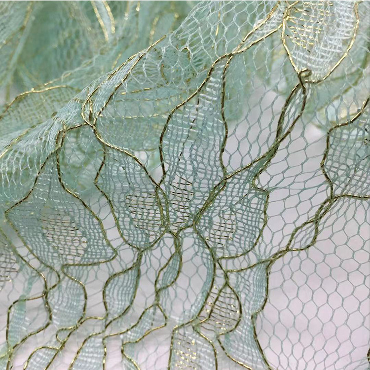 New designer high-end lace mesh gold thread Begonia flower fabric hanfu dress underwear bottoming shirt fabric