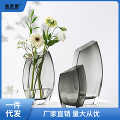 創意玻璃花瓶藝術擺件客廳插花ins風鬱金香鮮花水養水培北歐薑茶