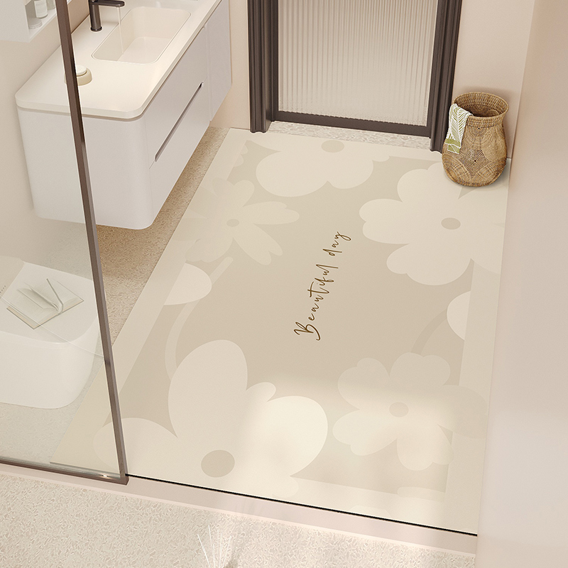 Bathroom Floor Mat, Simple Water-Absorbent, Non-Slip Bathroom Sink, Large Size Full Floor Mat, Stain-Resistant Diatom Mud Floor Mat