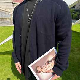 正确版本现货高品质G家新款嵌花针织毛衣开衫OS宽松版型男女同款