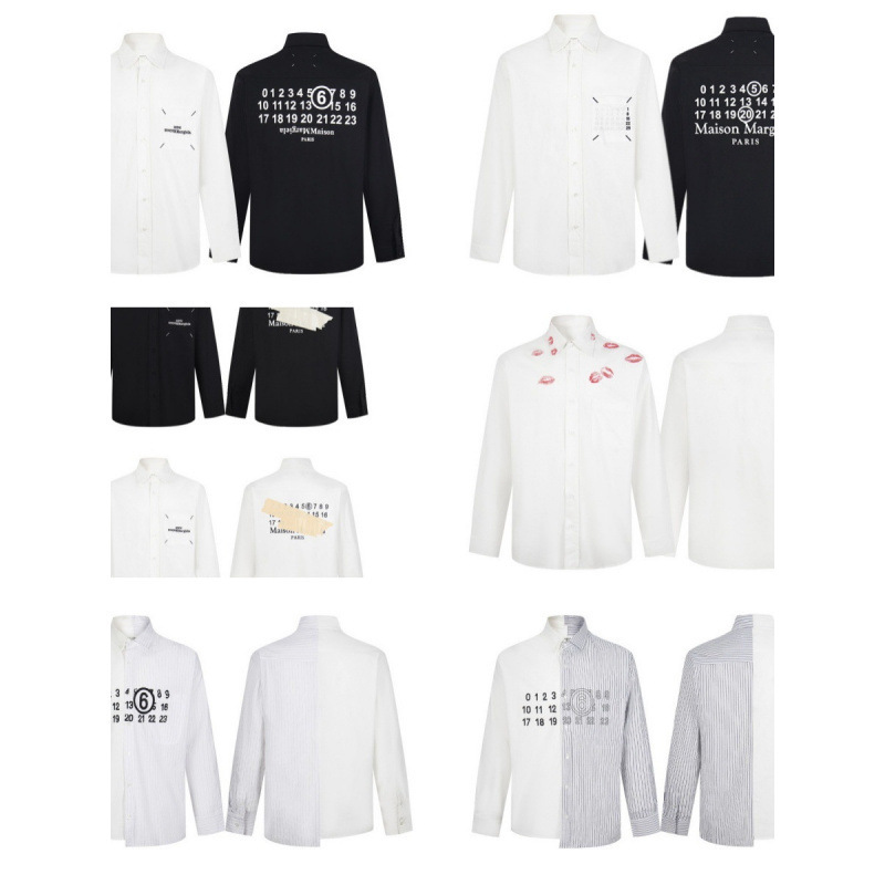Cross-Border Maison Margiela Mm6 Loose Letter Print Long-Sleeve Shirt for Men and Women