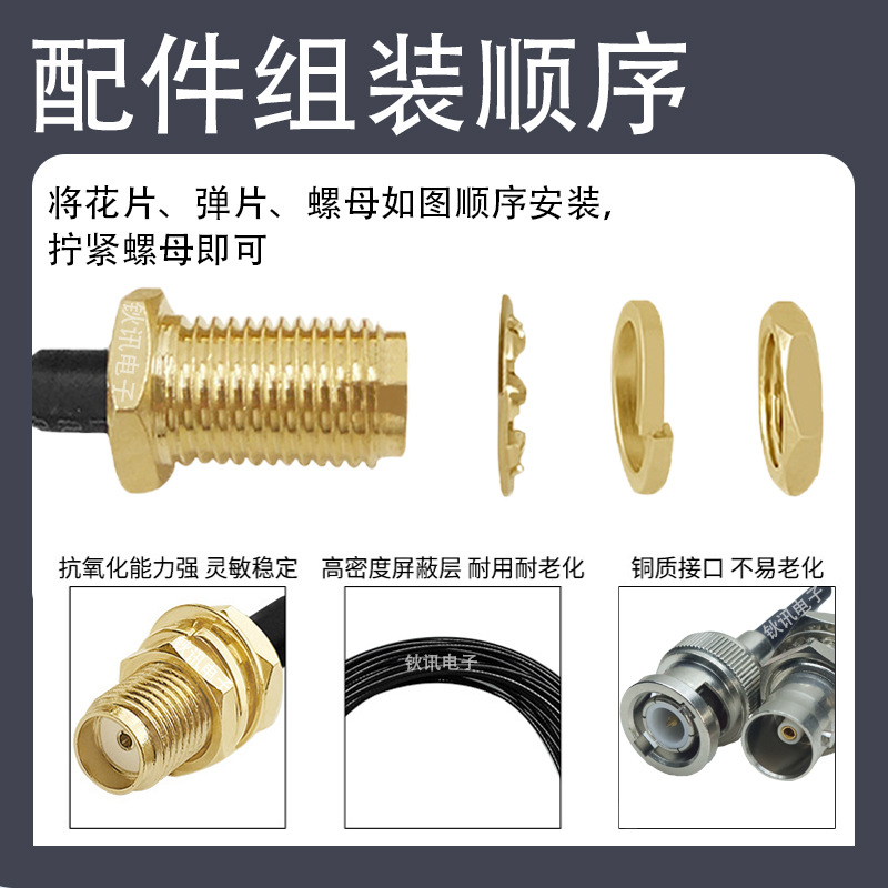 高解像度有線テレビ二重層75オームF型コネクタからBNC型電子信号ビデオ監視用防水低損失送信線