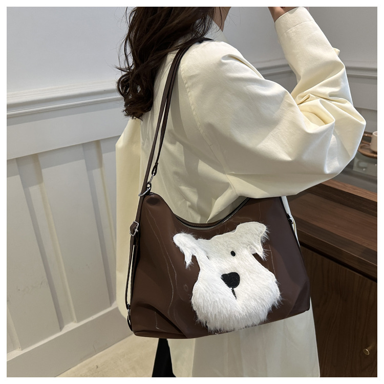 Cute little dog tote bag, women's bag, fashionable new school style backpack, large-capacity commuting single-shoulder bag undefined