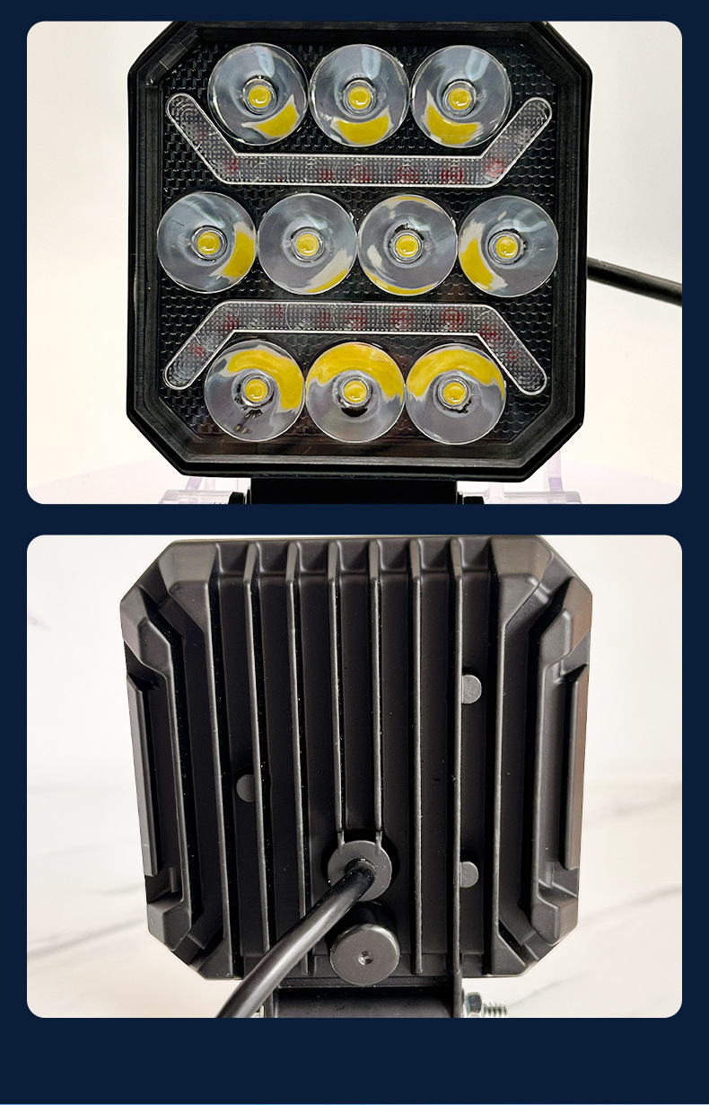 LED Car Light Curved Square Lamp Motorcycle Headlight High Brightness Spotlight