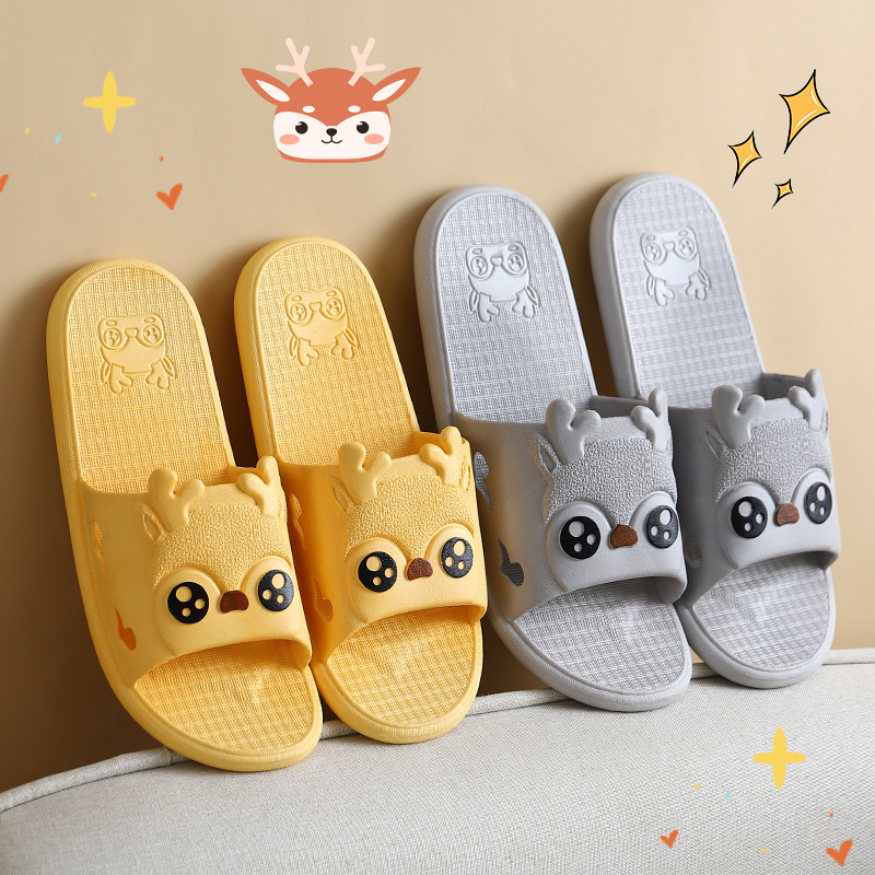 Home bathroom slippers female summer cartoon love couple sandals, indoor hotel men's soft bottom