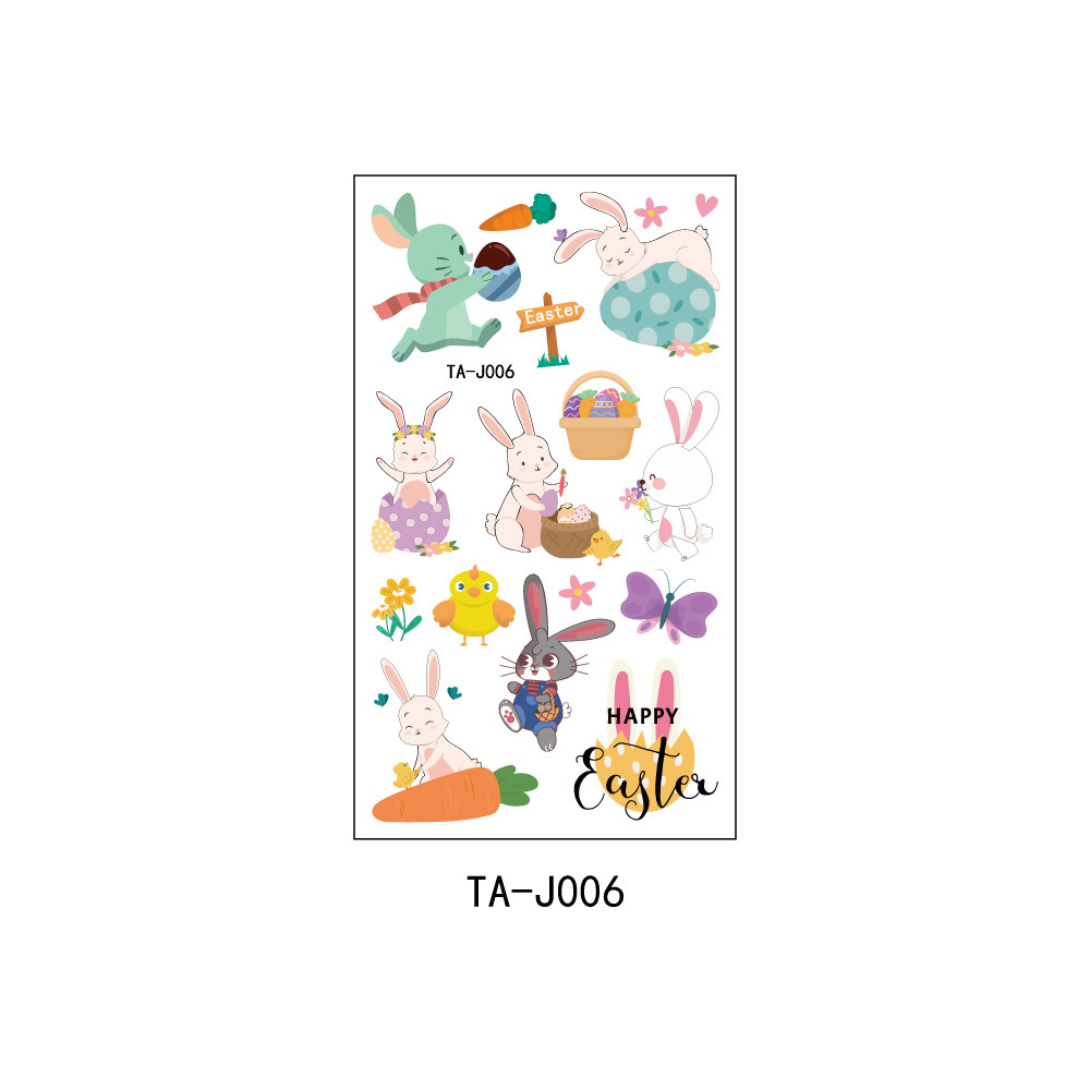 Nuevo tatuaje de Pascua pegatinas conejo huevo pollo diversión fiesta Día de Pascua desechables pegatinas temporales